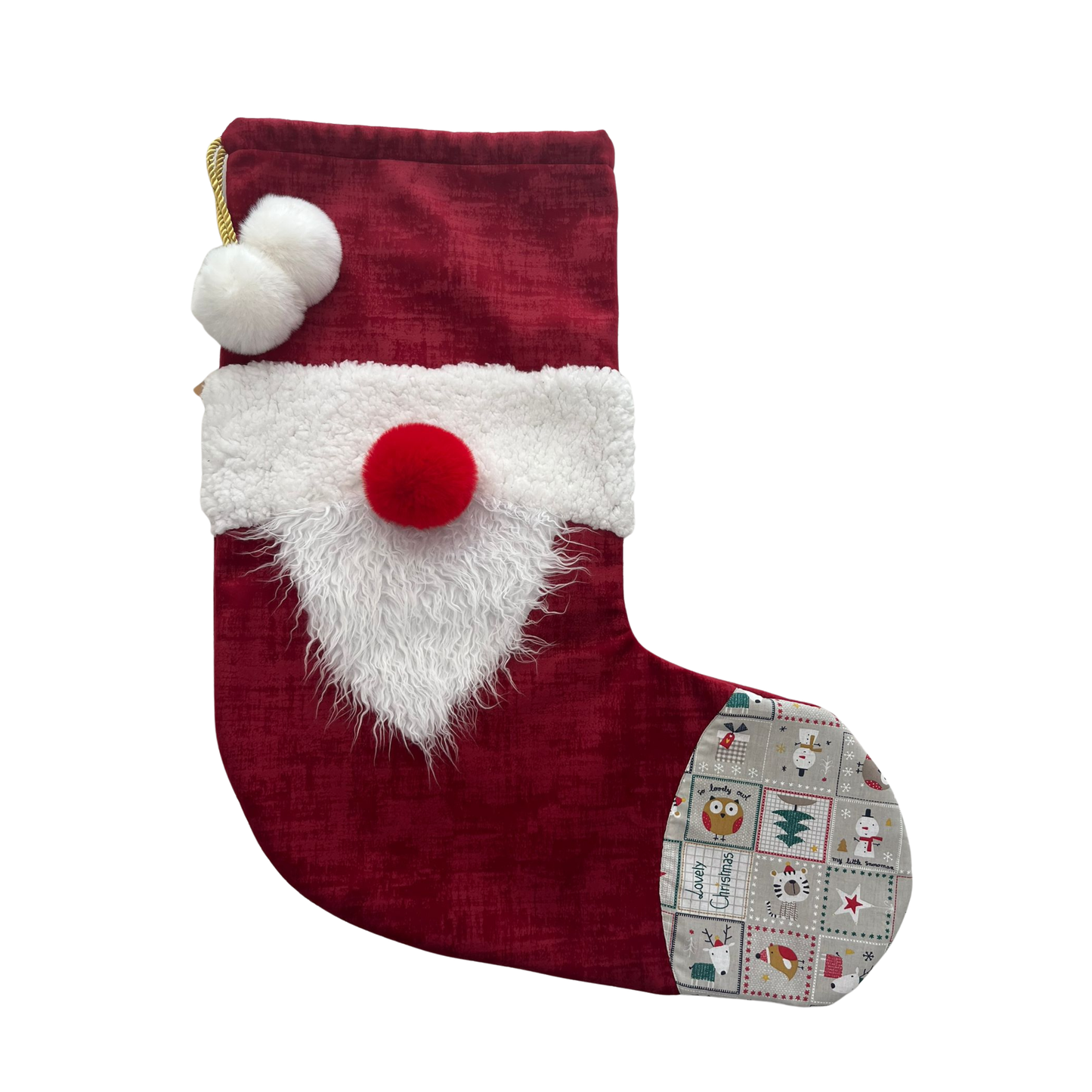 Pièce unique ! Sac-emballage cadeau en forme de botte théme père Noël