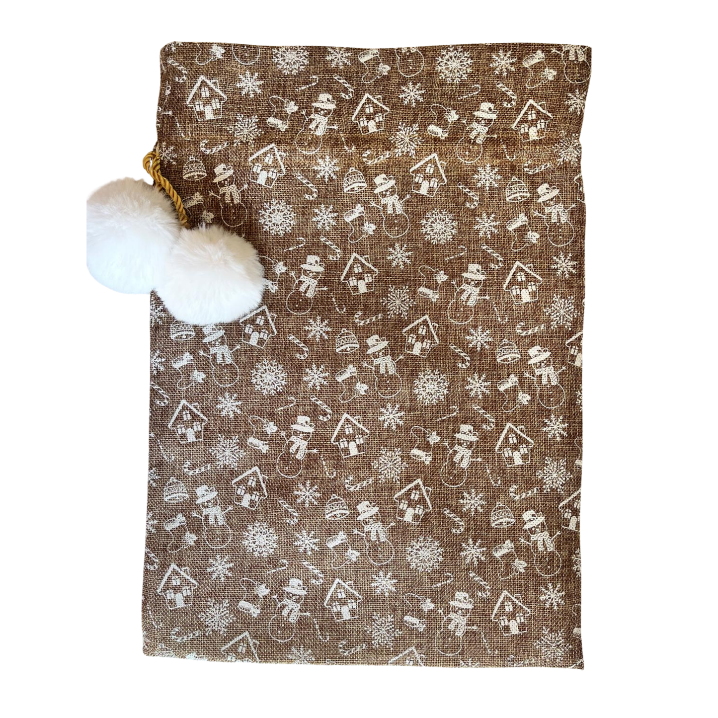 Sac en tissu imitation jute – Emballage cadeau Noël motif bonhomme de neige - Réutilisable & éco-responsable