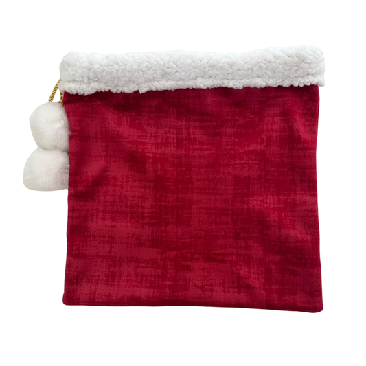 Pièce unique ! d’emballage cadeau de Noël en velours rouge et or – réutilisable et élégant- motif renne