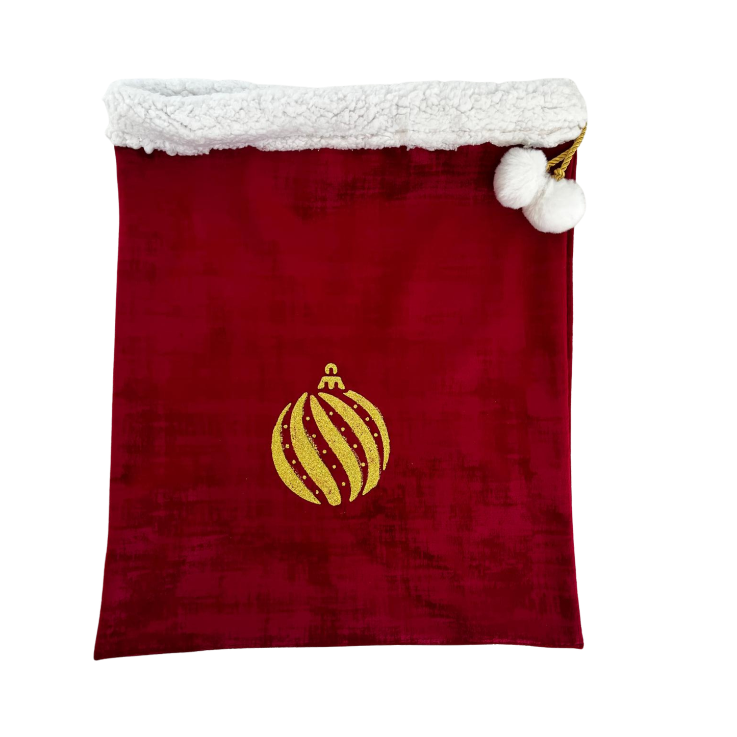 Nouveau ! Sac d’emballage cadeau de Noël en velours rouge et or – réutilisable et élégant- motif sapin