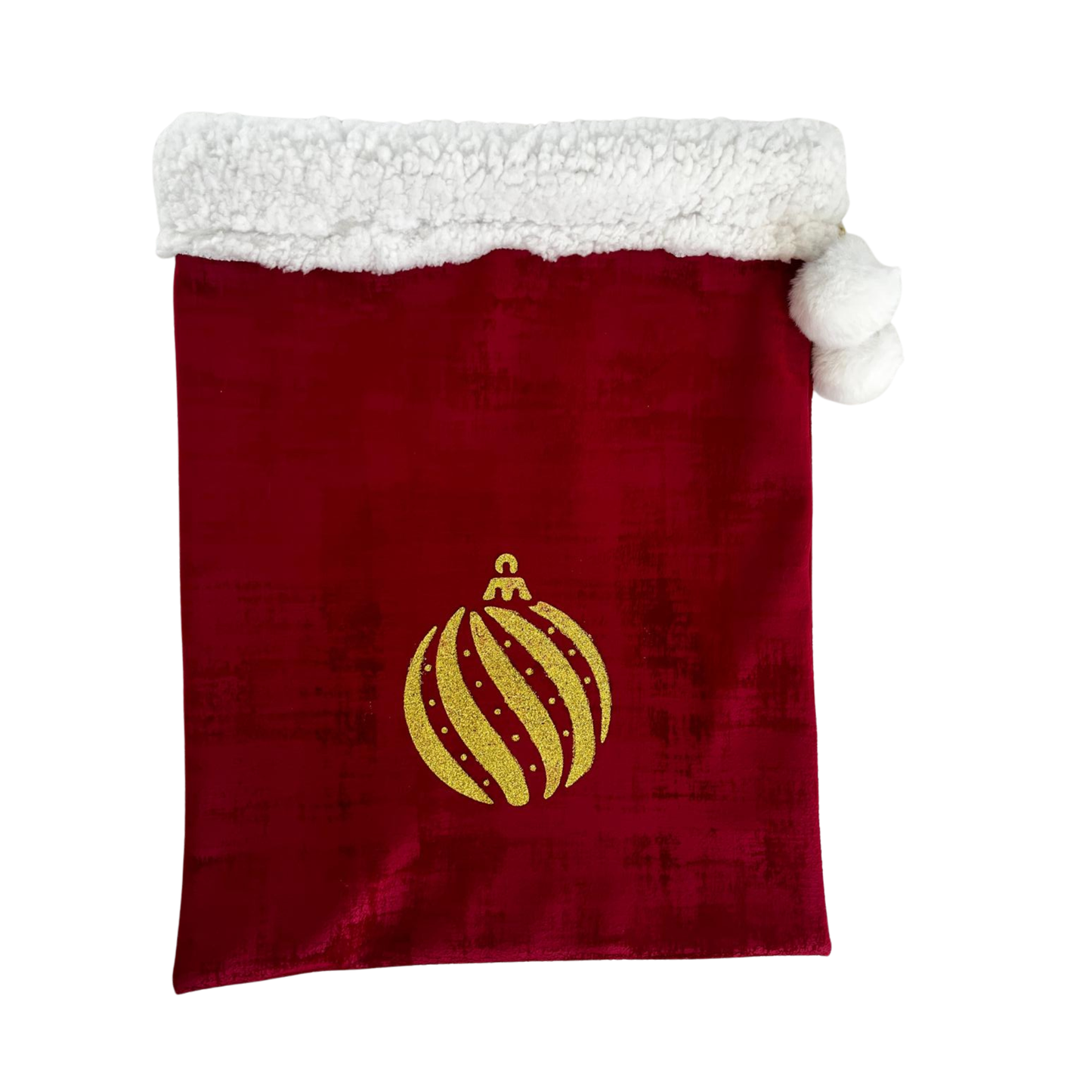 Nouveau ! Sac d’emballage cadeau de Noël en velours rouge et or – réutilisable et élégant- motif sapin