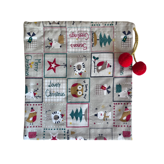 Sac cadeau gris motif Noël
