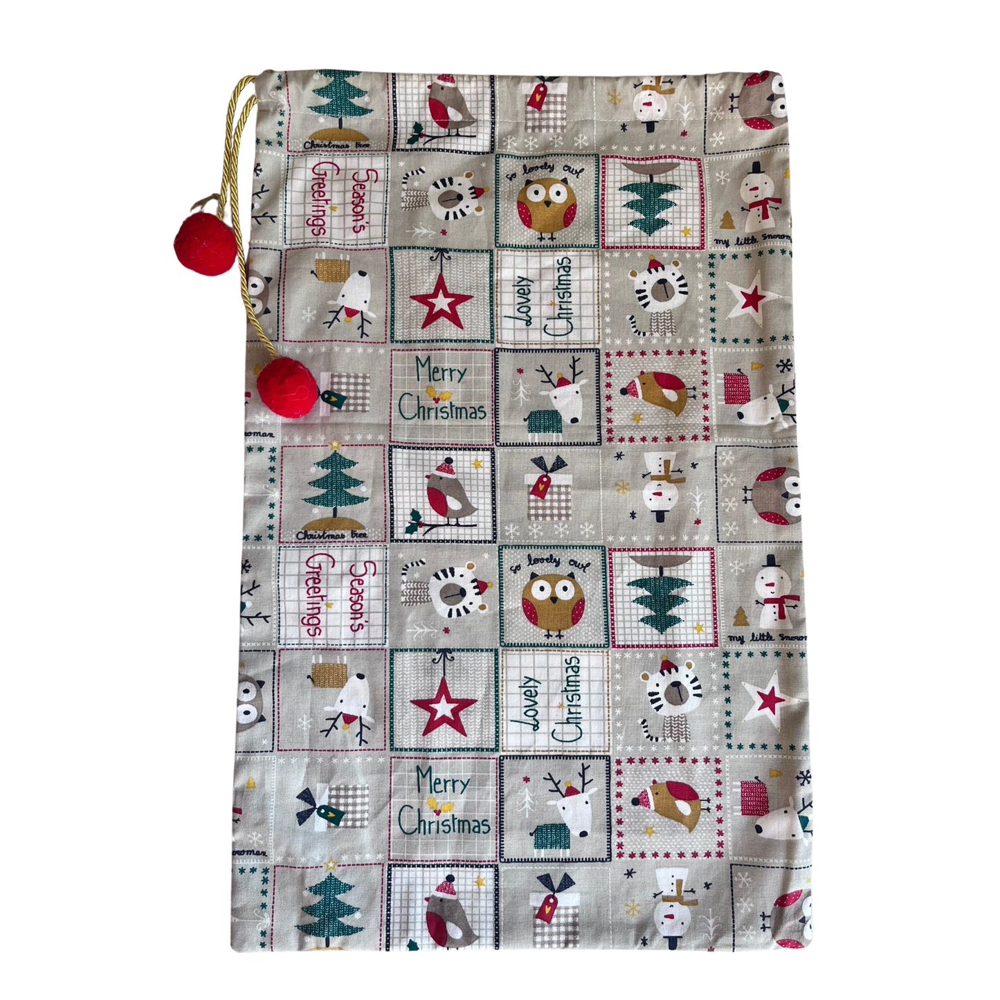 Sac cadeau gris motif Noël